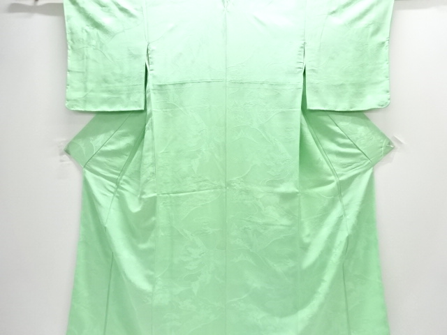 未使用品　風景模様織り出し一つ紋色無地着物